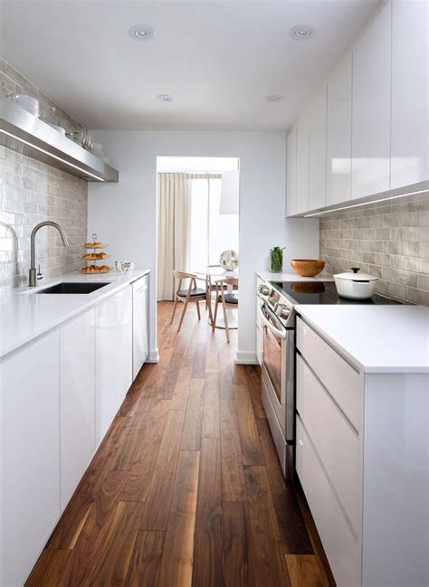 modern white galley kitchen